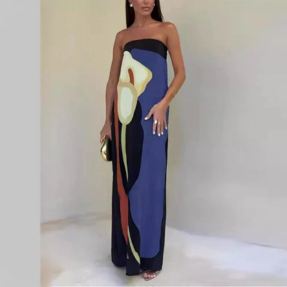 Strapless zomerjurk voor dames met opvallende print – Avanelys