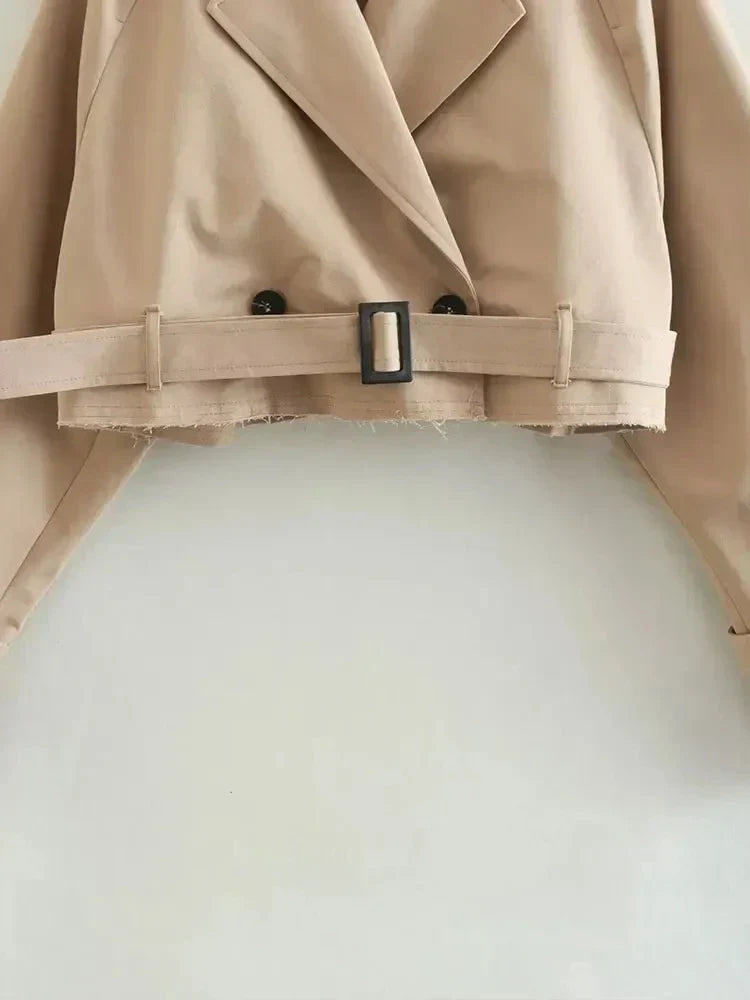Stijlvolle cropped trenchcoat voor dames – Evelien