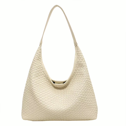 Gevlochten vegan tote bag met pouch voor dames – Alvaya