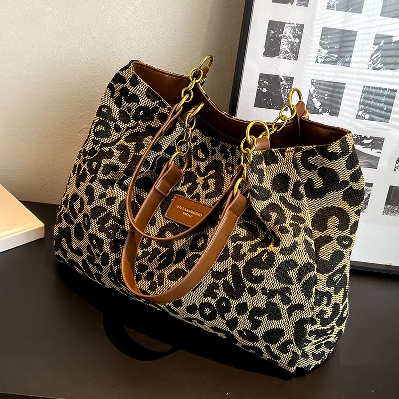 Luipaardprint canvas tote voor dames – Ravena
