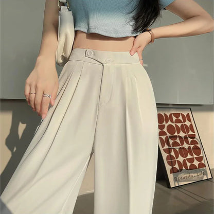 Dames linnen broek hoge taille wijde pijpen – Olverra