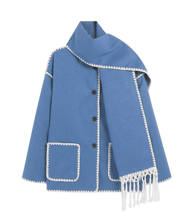 Warme Herfst-Winterjas met Afneembare Sjaal – Emma