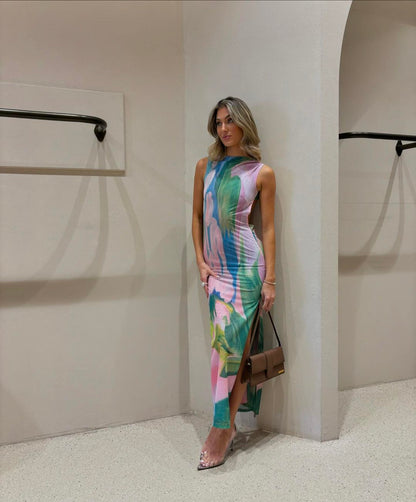 Kleurrijke maxi zomerjurk voor dames met flair – Lotte