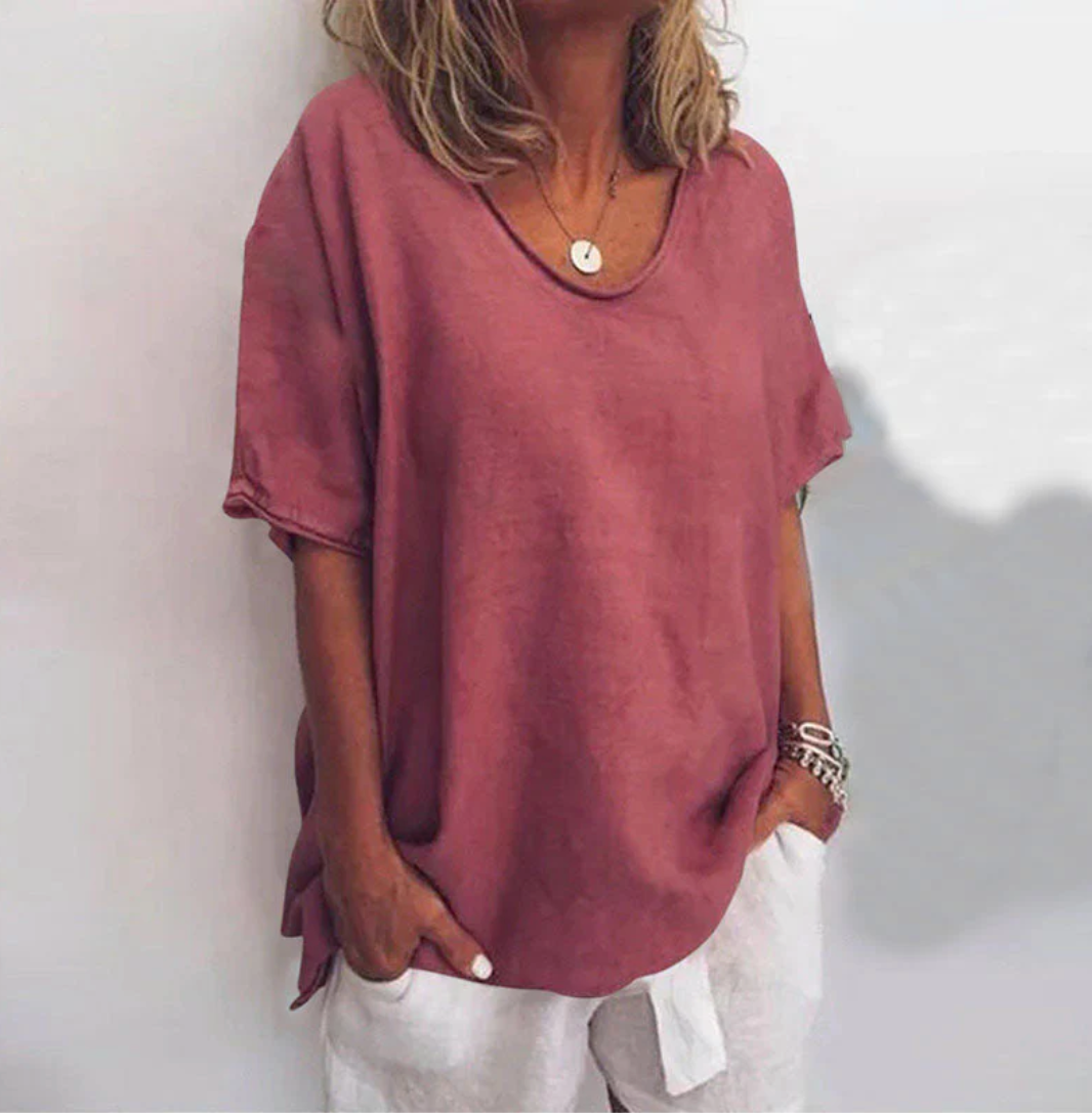 Losse damesblouse met tijdloze elegantie – Eléna