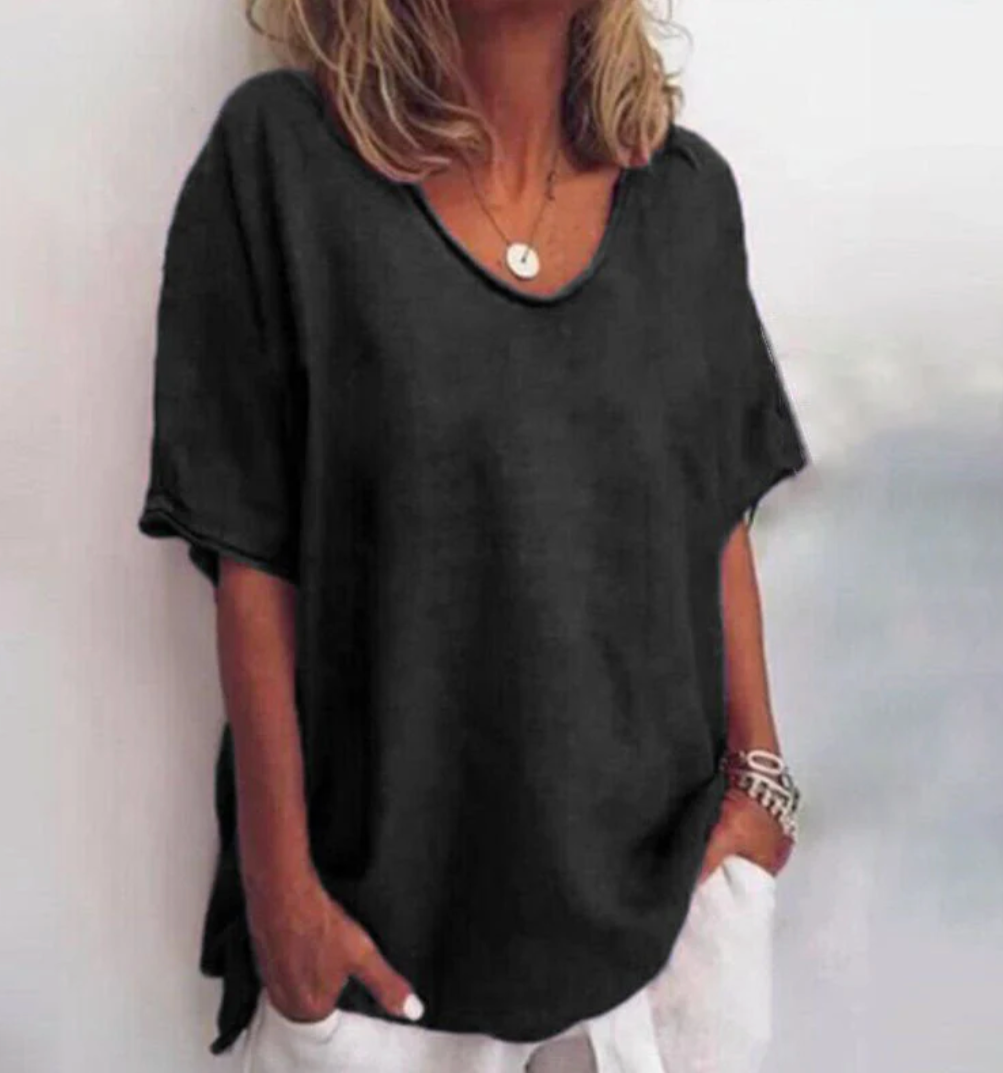 Losse damesblouse met tijdloze elegantie – Eléna