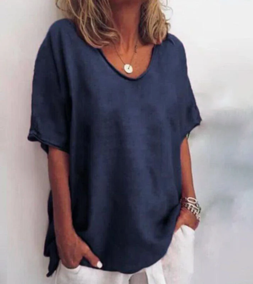 Losse damesblouse met tijdloze elegantie – Eléna