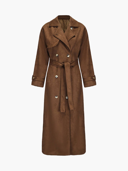 Maxi dames trenchcoat in vegan suède stijl – Mavelle