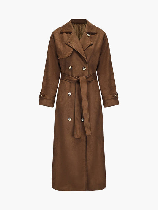 Maxi dames trenchcoat in vegan suède stijl – Mavelle