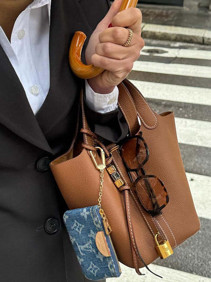 Vegan leren handtas met slotdetail voor dames – Elania