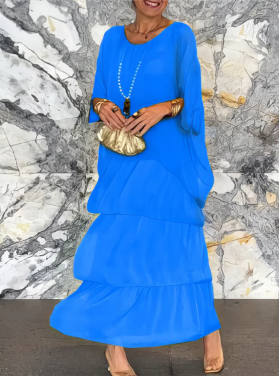 Maxi-jurk met ronde hals en elegante pasvorm – Ellla