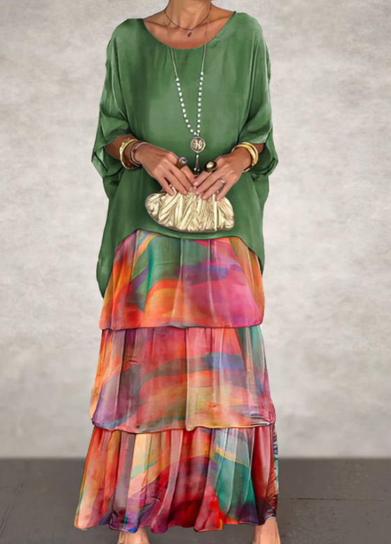 Maxi-jurk met ronde hals en elegante pasvorm – Ellla