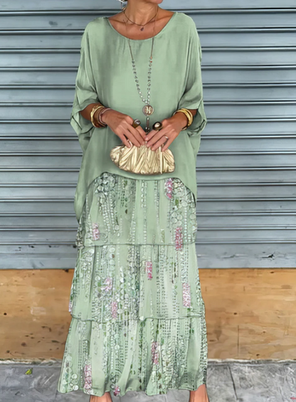 Maxi-jurk met ronde hals en elegante pasvorm – Ellla