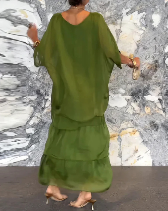 Maxi-jurk met ronde hals en elegante pasvorm – Ellla