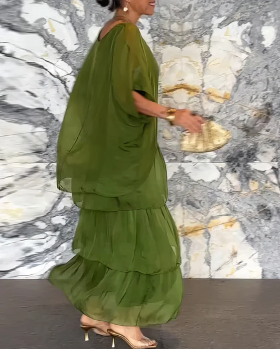 Maxi-jurk met ronde hals en elegante pasvorm – Ellla