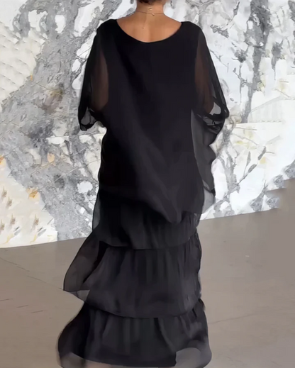 Maxi-jurk met ronde hals en elegante pasvorm – Ellla