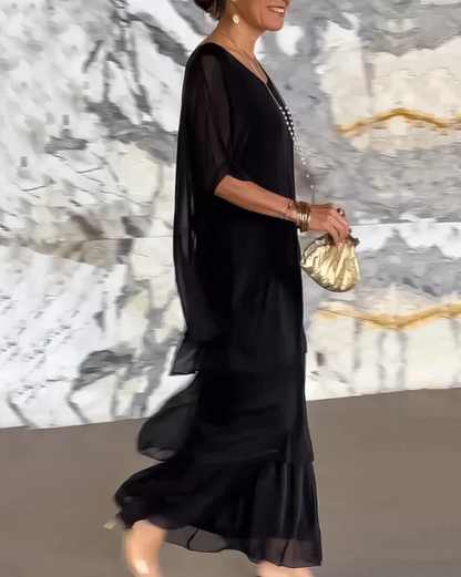 Maxi-jurk met ronde hals en elegante pasvorm – Ellla