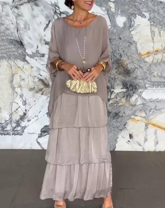 Maxi-jurk met ronde hals en elegante pasvorm – Ellla