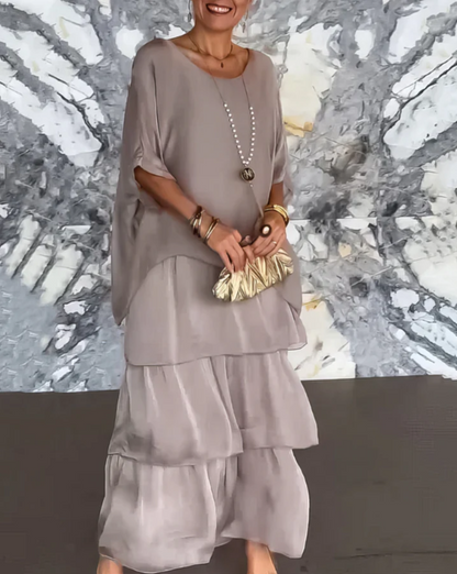 Maxi-jurk met ronde hals en elegante pasvorm – Ellla