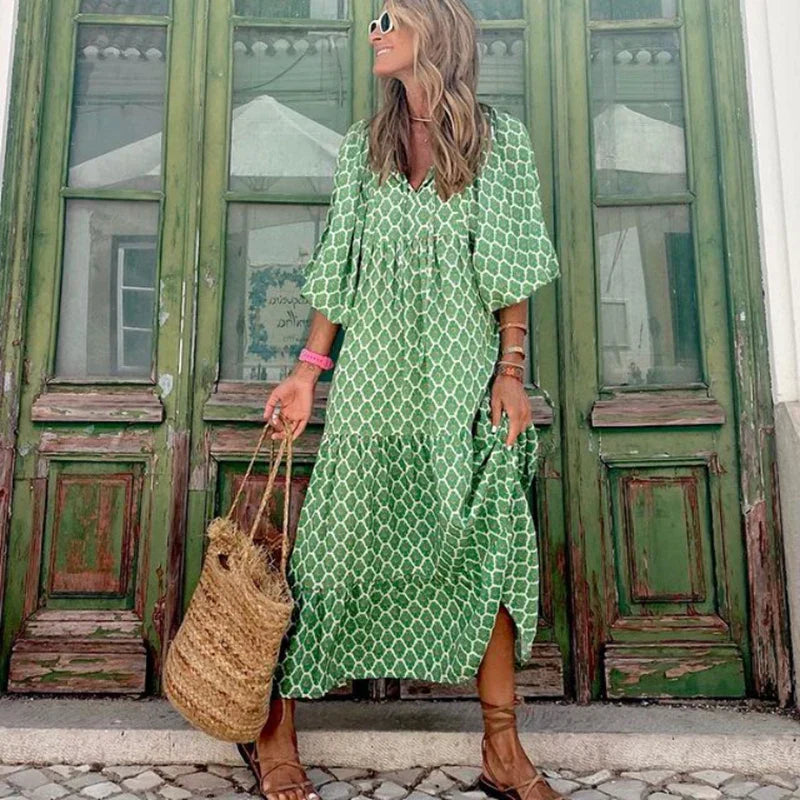Boho maxi zomerjurk voor dames in losse pasvorm – Zoë