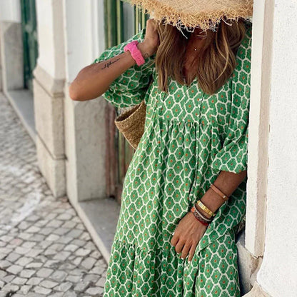 Boho maxi zomerjurk voor dames in losse pasvorm – Zoë