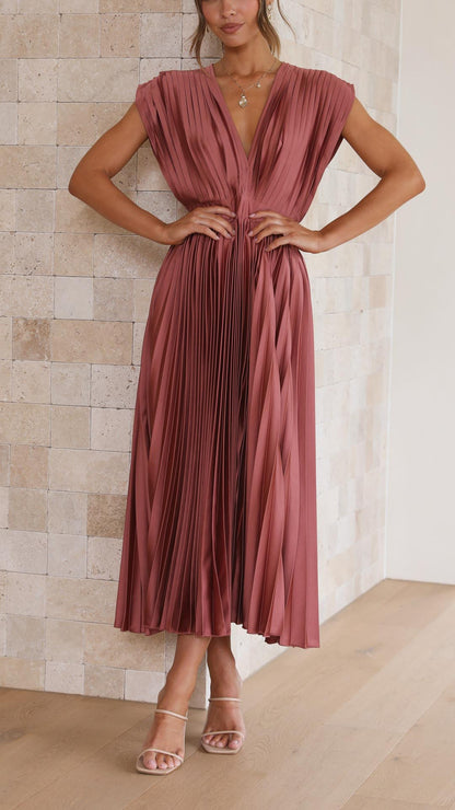 Damesjurk V-hals plooien elegant ademend comfort – Lureanise