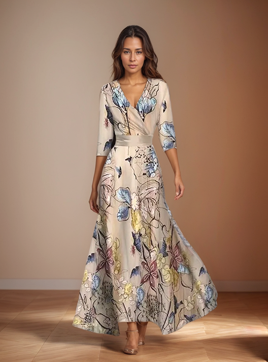 Bloemenprint zomerjurk luchtig wikkelmodel elegant – Elvée