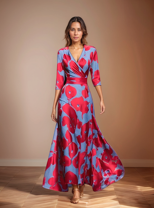 Bloemenprint zomerjurk luchtig wikkelmodel elegant – Elvée
