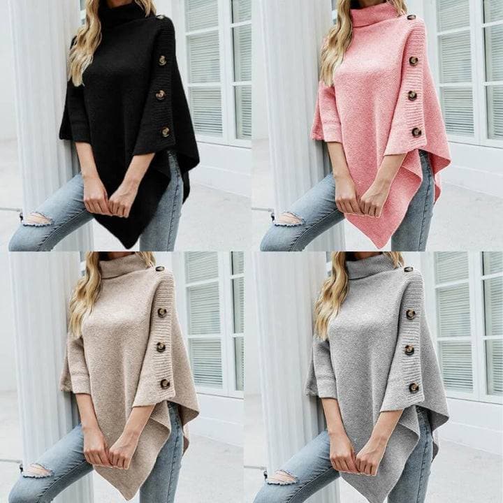 Oversized Coltrui Poncho met Knopen voor Dames – Theresa