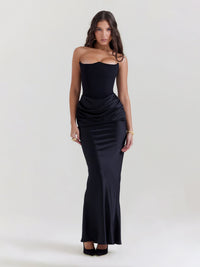 Strapless maxi-jurk met satijnen glans – Elle
