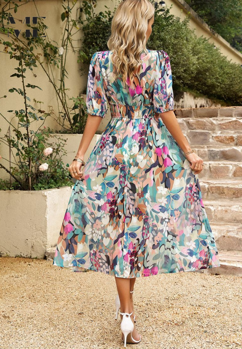 Midi jurk dames ademend tijdloos elegant – Danielle
