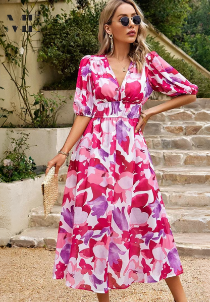 Midi jurk dames ademend tijdloos elegant – Danielle