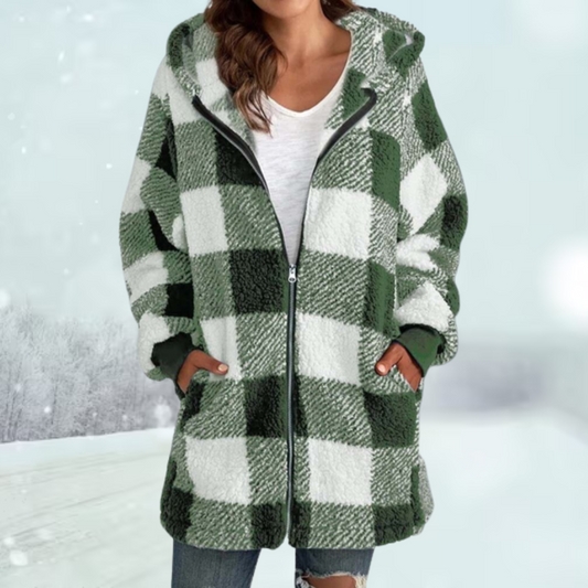 Warme geruite winterjas voor dames – Sophie