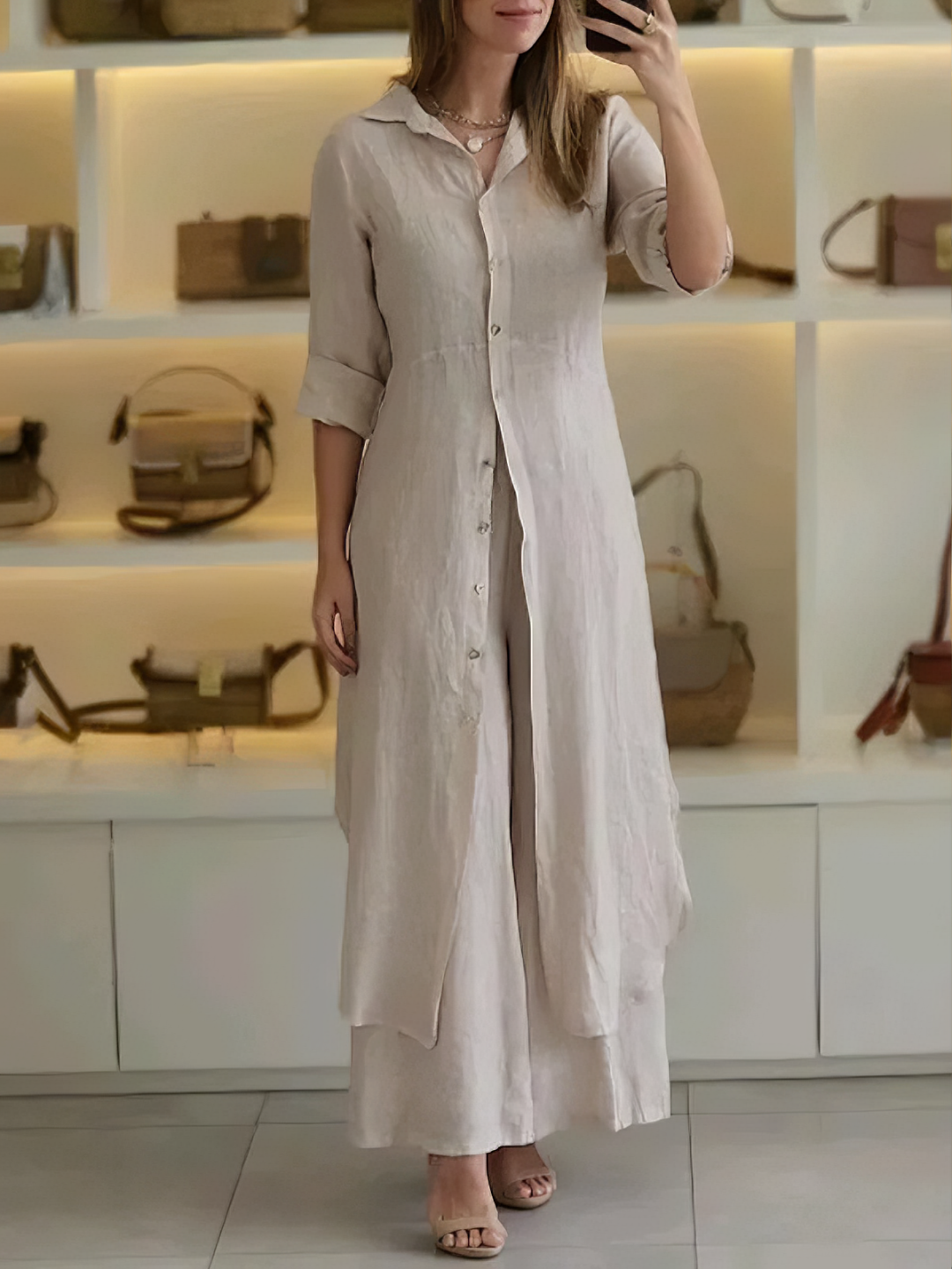 Tweedelige Elegante Set met Wijde Broek – Vivenne
