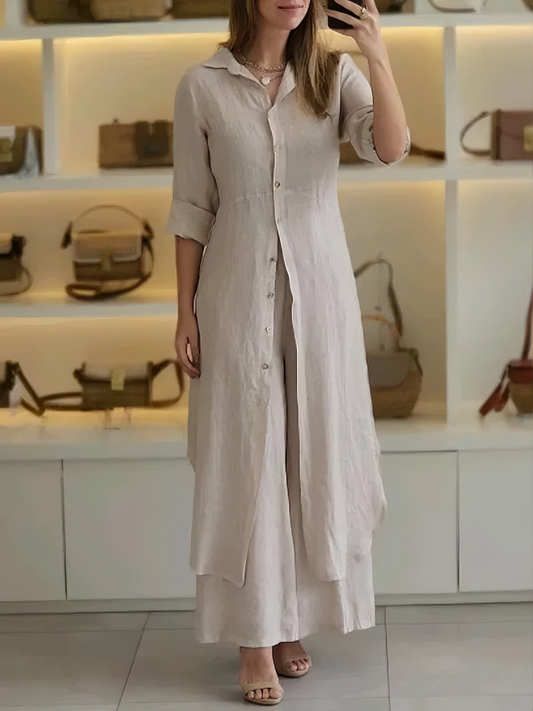 Tweedelige Elegante Set met Wijde Broek – Vivenne
