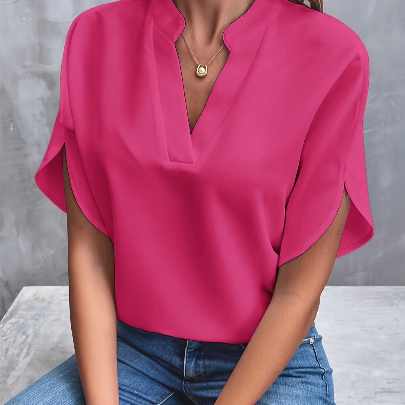 Chiffon Blouse met V-hals en Lange Mouwen – Lisa