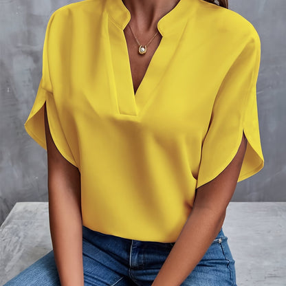Chiffon Blouse met V-hals en Lange Mouwen – Lisa