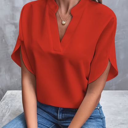 Chiffon Blouse met V-hals en Lange Mouwen – Lisa