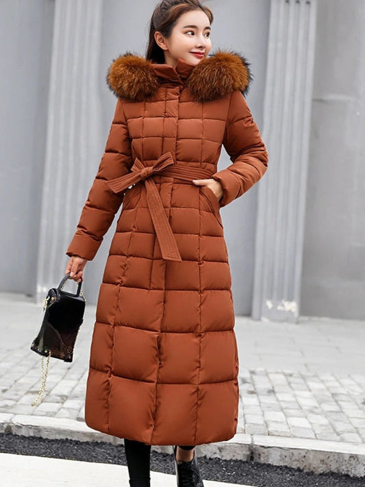 Lange dames winterjas met elegante riem – Isabella