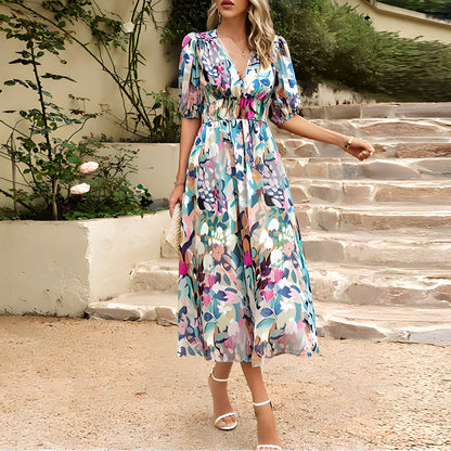 Elegante Midi-Jurk met V-hals voor Dames – Jenny