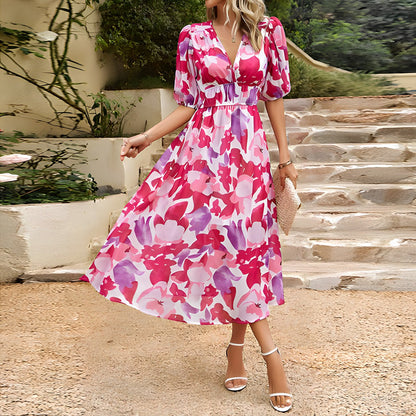 Elegante Midi-Jurk met V-hals voor Dames – Jenny