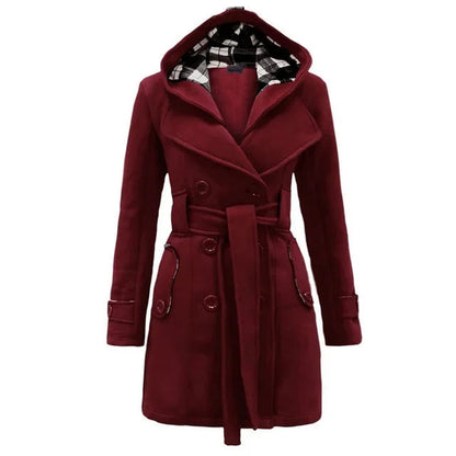 Lange trenchcoat dames | Elegante winterjas met ceintuur – Sophie