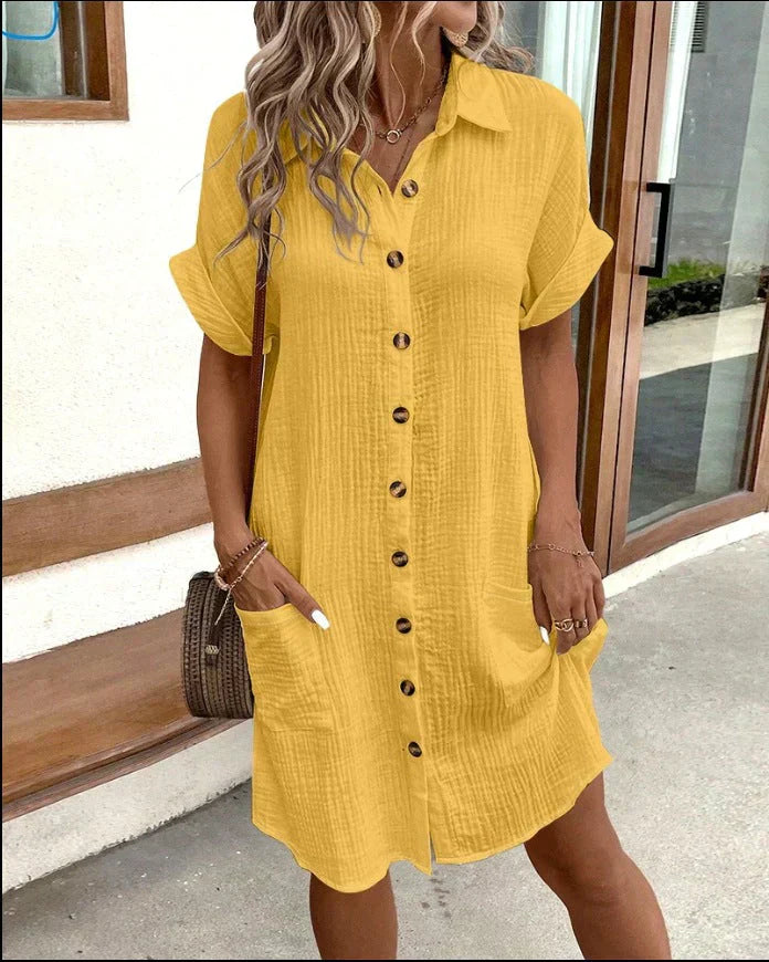 Casual polo jurk dames met zakken – Celest
