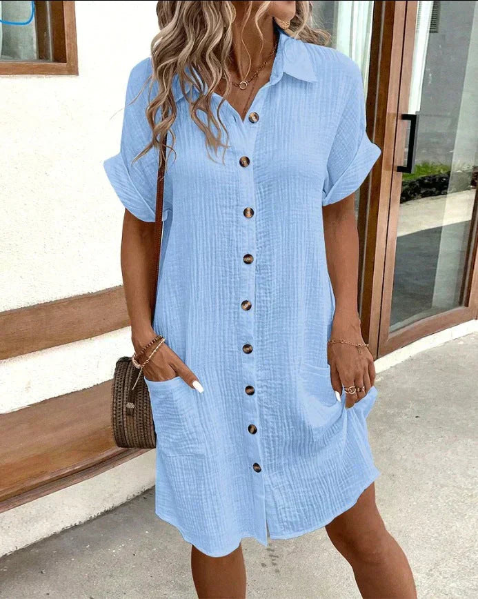 Casual polo jurk dames met zakken – Celest