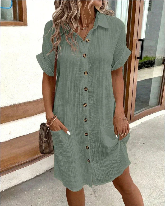 Casual polo jurk dames met zakken – Celest