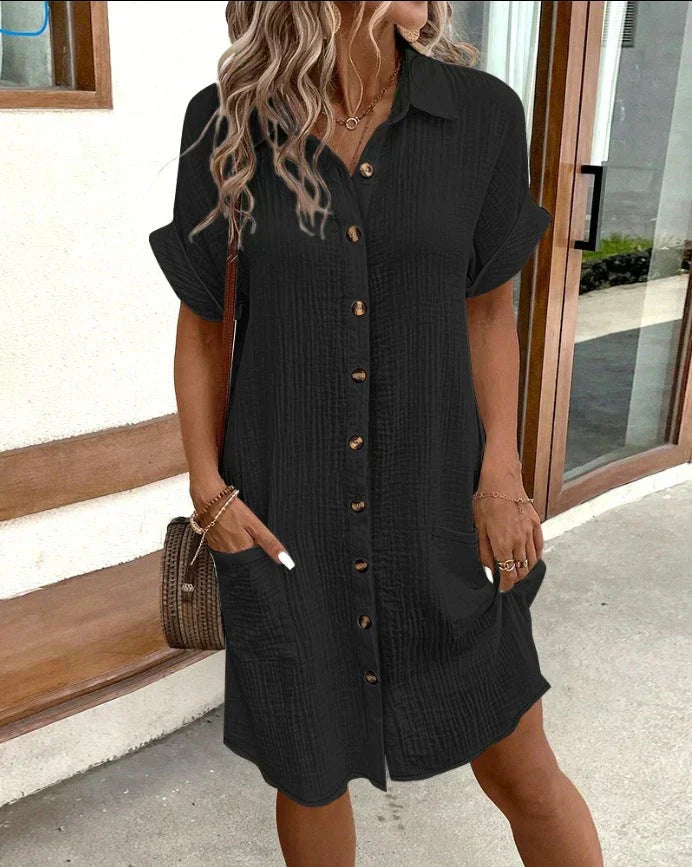 Casual polo jurk dames met zakken – Celest