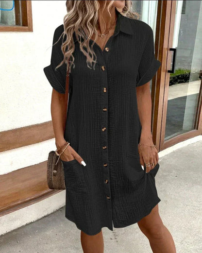 Casual polo jurk dames met zakken – Celest