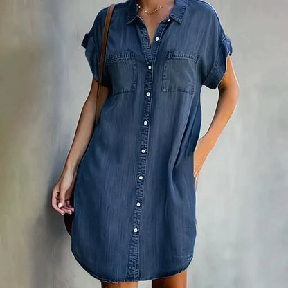 Dames Denim Korte Jurk Comfort Klassieke Stijl – Alina
