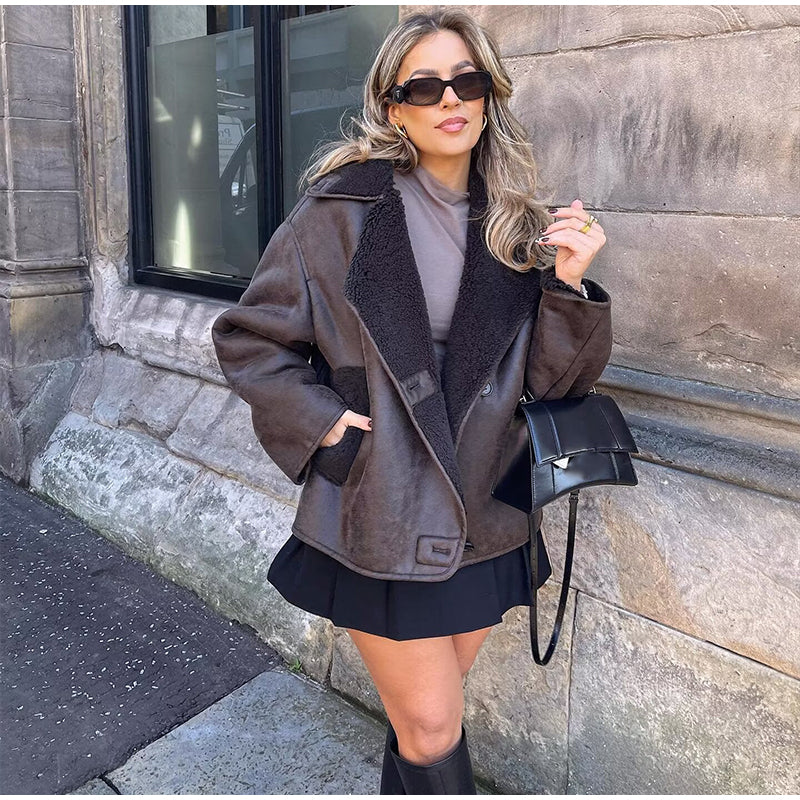 Suède Look Winterjas voor Dames met Fleece Voering – Marvella