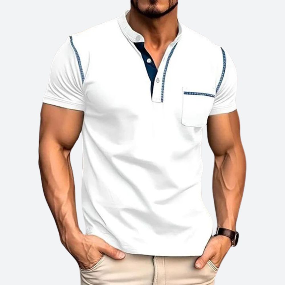 Casual Henley Shirt met Borstzak voor Heren – Simon