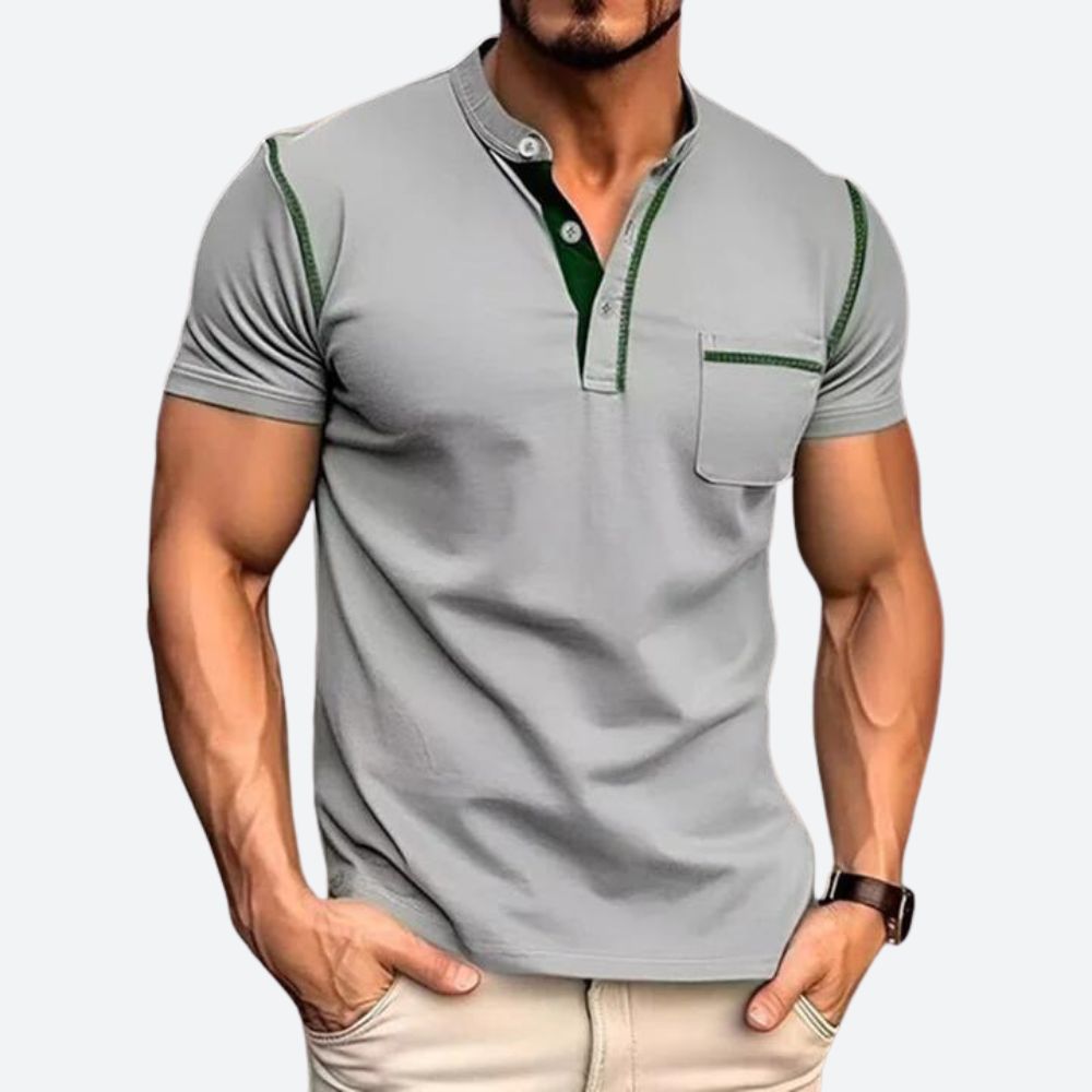 Casual Henley Shirt met Borstzak voor Heren – Simon